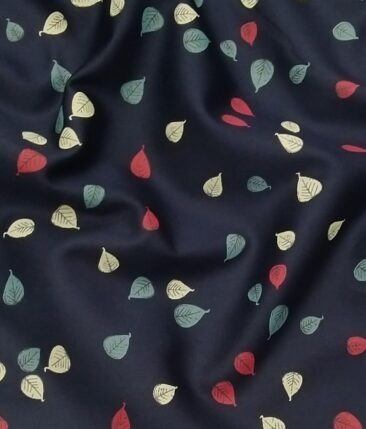 Exquisite Dark Navy Blue 100% Premium Cotton Multi Color Floral Print Shirt Fabric (1.60 M)