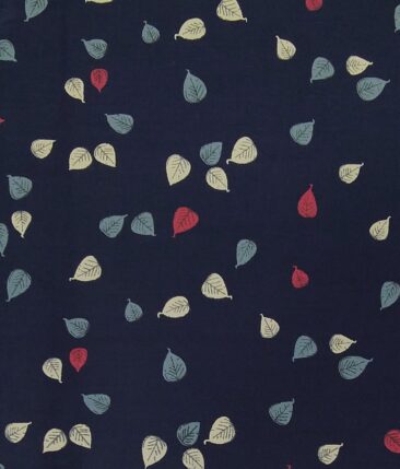 Exquisite Dark Navy Blue 100% Premium Cotton Multi Color Floral Print Shirt Fabric (1.60 M)