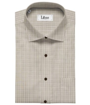Tessitura Monti Beige 100% Giza Cotton Self Checks Shirt Fabric (1.60 M)