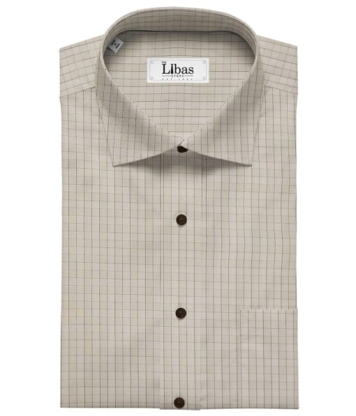 Tessitura Monti Beige 100% Giza Cotton Self Checks Shirt Fabric (1.60 M)