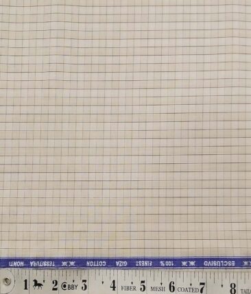 Tessitura Monti Beige 100% Giza Cotton Self Checks Shirt Fabric (1.60 M)