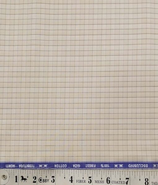 Tessitura Monti Beige 100% Giza Cotton Self Checks Shirt Fabric (1.60 M)