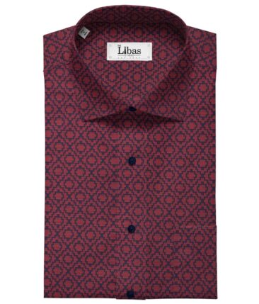 Tessitura Red & Blue 100% Cotton Jacquard Shirt Fabric (1.60 M)