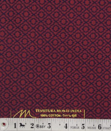 Tessitura Red & Blue 100% Cotton Jacquard Shirt Fabric (1.60 M)