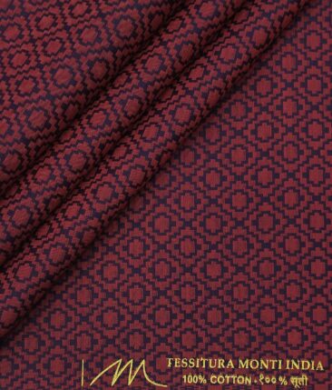 Tessitura Red & Blue 100% Cotton Jacquard Shirt Fabric (1.60 M)