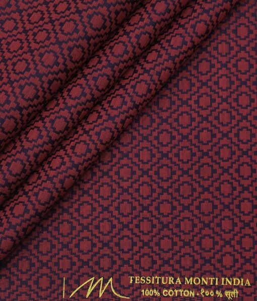 Tessitura Red & Blue 100% Cotton Jacquard Shirt Fabric (1.60 M)