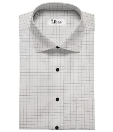 Tessitura Monti White & Black 100% Giza Cotton Checks Shirt Fabric (1.60 M)