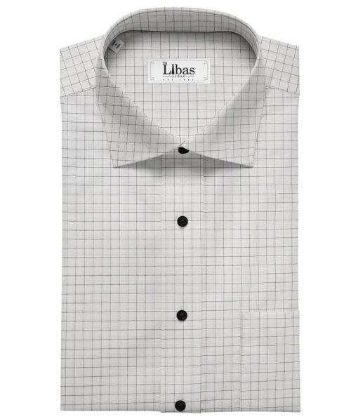 Tessitura Monti White & Black 100% Giza Cotton Checks Shirt Fabric (1.60 M)