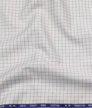 Tessitura Monti White & Black 100% Giza Cotton Checks Shirt Fabric (1.60 M)