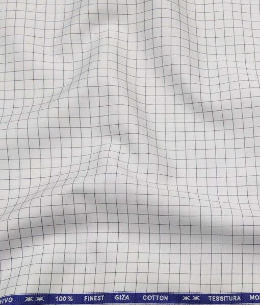 Tessitura Monti White & Black 100% Giza Cotton Checks Shirt Fabric (1.60 M)