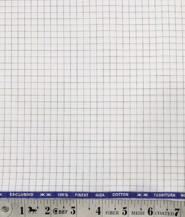 Tessitura Monti White & Black 100% Giza Cotton Checks Shirt Fabric (1.60 M)