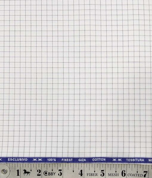 Tessitura Monti White & Black 100% Giza Cotton Checks Shirt Fabric (1.60 M)