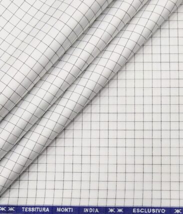 Tessitura Monti White & Black 100% Giza Cotton Checks Shirt Fabric (1.60 M)