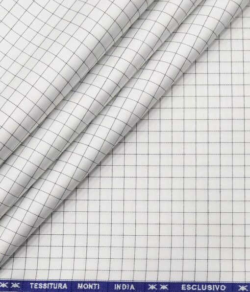 Tessitura Monti White & Black 100% Giza Cotton Checks Shirt Fabric (1.60 M)