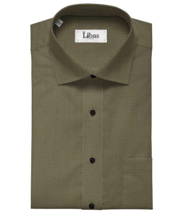 Monza Brown 100% Premium Cotton Black Dotted Print Shirt Fabric (1.60 M)