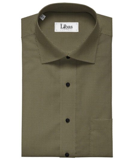 Monza Brown 100% Premium Cotton Black Dotted Print Shirt Fabric (1.60 M)