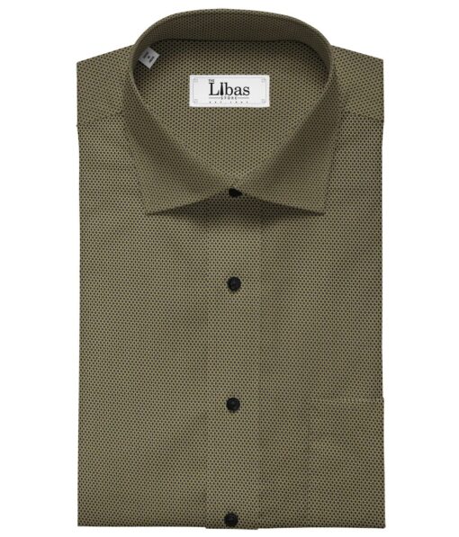 Monza Brown 100% Premium Cotton Black Dotted Print Shirt Fabric (1.60 M)