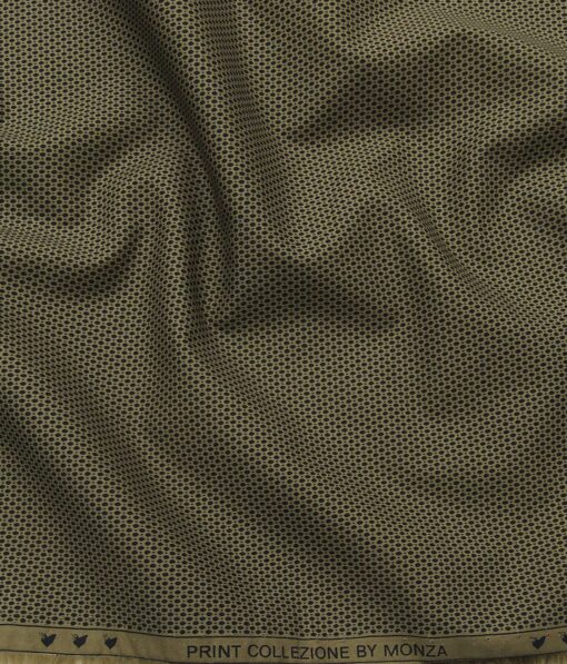 Monza Brown 100% Premium Cotton Black Dotted Print Shirt Fabric (1.60 M)