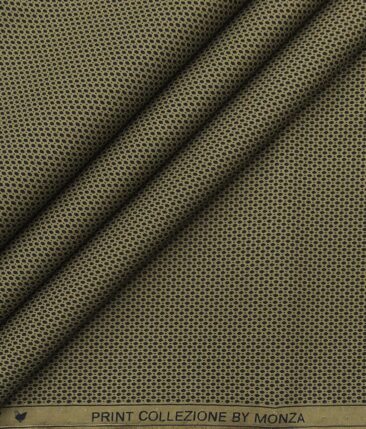 Monza Brown 100% Premium Cotton Black Dotted Print Shirt Fabric (1.60 M)