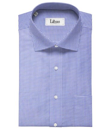 Monza White & Blue 100% Premium Cotton Oxford Weave Shirt Fabric (1.60 M)