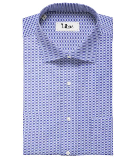 Monza White & Blue 100% Premium Cotton Oxford Weave Shirt Fabric (1.60 M)