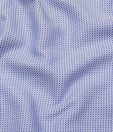 Monza White & Blue 100% Premium Cotton Oxford Weave Shirt Fabric (1.60 M)