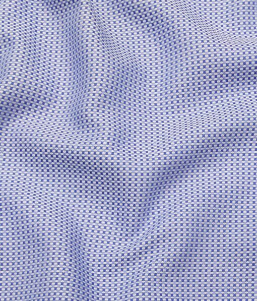 Monza White & Blue 100% Premium Cotton Oxford Weave Shirt Fabric (1.60 M)