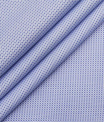 Monza White & Blue 100% Premium Cotton Oxford Weave Shirt Fabric (1.60 M)
