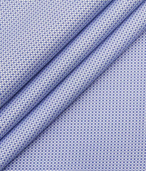 Monza White & Blue 100% Premium Cotton Oxford Weave Shirt Fabric (1.60 M)