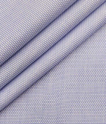 Monza White & Blue 100% Premium Cotton Structured Shirt Fabric (1.60 M)