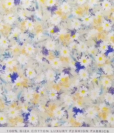 Nemesis Multi Color 100% Egyptian Giza Cotton Digital Floral Print Shirt Fabric (1.60 M)