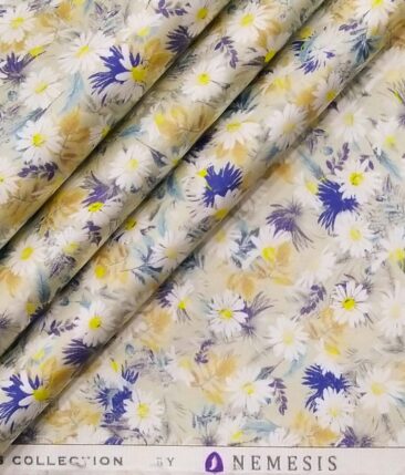 Nemesis Multi Color 100% Egyptian Giza Cotton Digital Floral Print Shirt Fabric (1.60 M)
