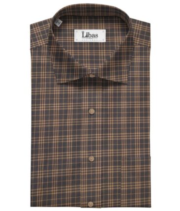 Nemesis Dark Brown 100% Egyptian Giza Cotton Burberry Check Shirt Fabric (1.60 M)