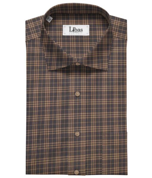 Nemesis Dark Brown 100% Egyptian Giza Cotton Burberry Check Shirt Fabric (1.60 M)
