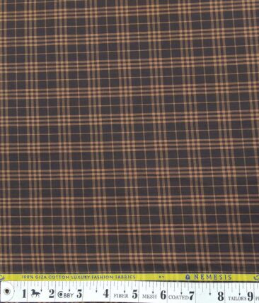 Nemesis Dark Brown 100% Egyptian Giza Cotton Burberry Check Shirt Fabric (1.60 M)