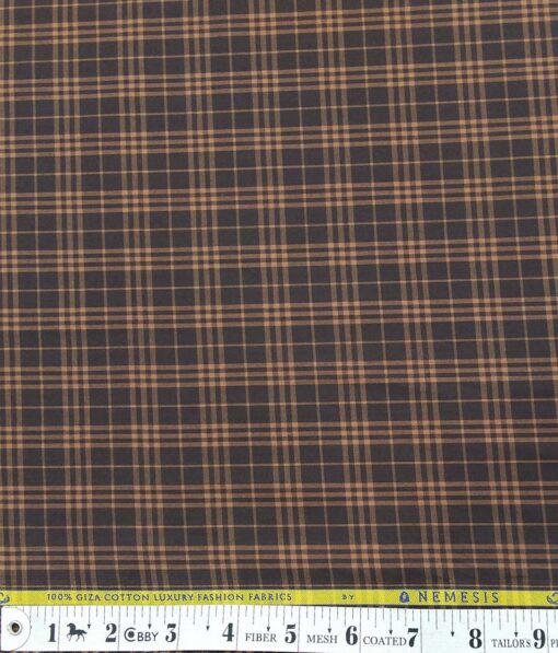 Nemesis Dark Brown 100% Egyptian Giza Cotton Burberry Check Shirt Fabric (1.60 M)