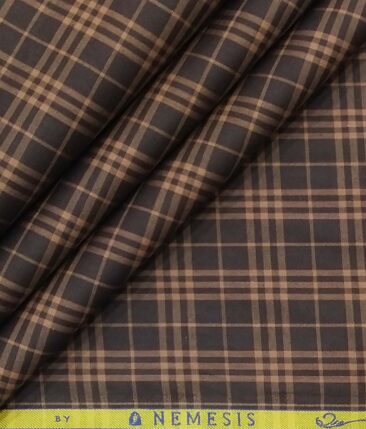 Nemesis Dark Brown 100% Egyptian Giza Cotton Burberry Check Shirt Fabric (1.60 M)