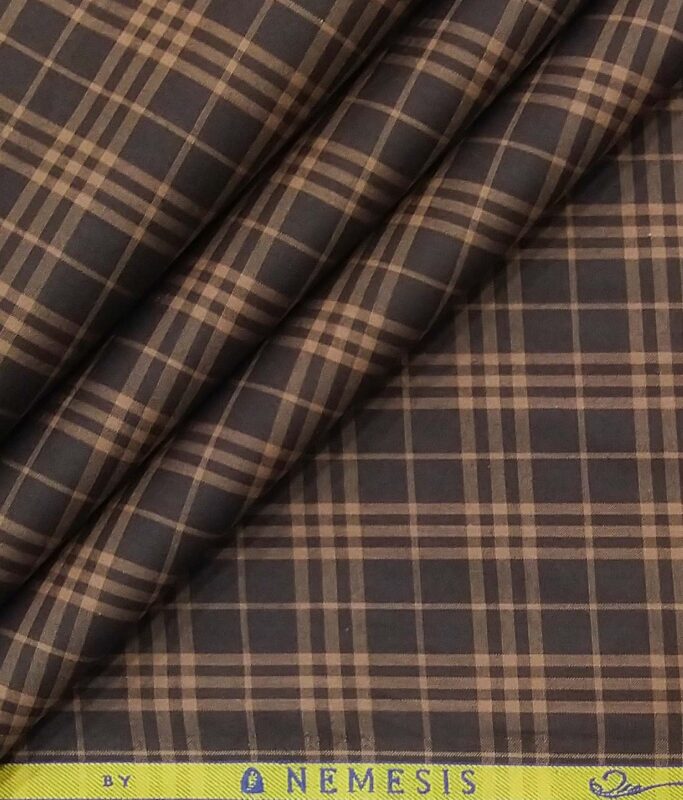 Nemesis Dark Brown 100% Egyptian Giza Cotton Burberry Check Shirt Fabric (1.60 M)