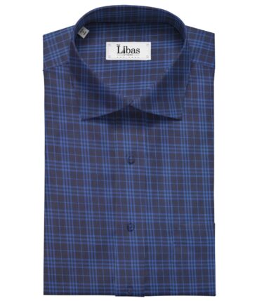 Nemesis Dark Navy Blue 100% Egyptian Giza Cotton Burberry Check Shirt Fabric (1.60 M)