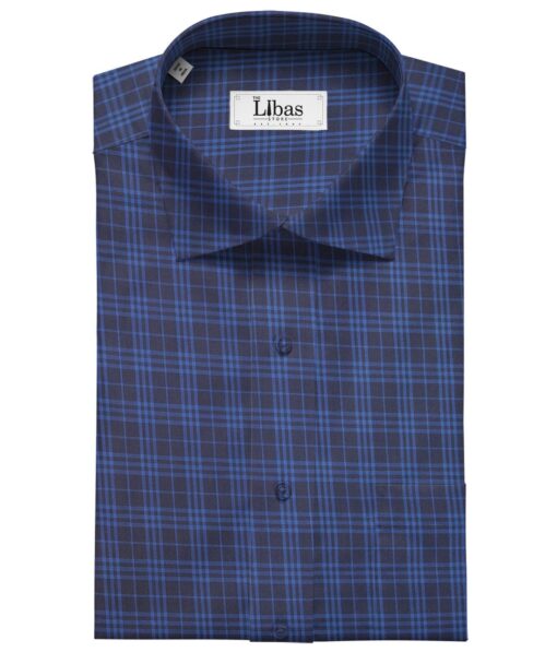 Nemesis Dark Navy Blue 100% Egyptian Giza Cotton Burberry Check Shirt Fabric (1.60 M)