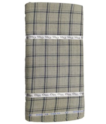 OCM Light Grey Checks 100% Pure Merino Wool Thick Tweed Jacketing & Blazer Fabric (Unstitched - 2 Mtr)