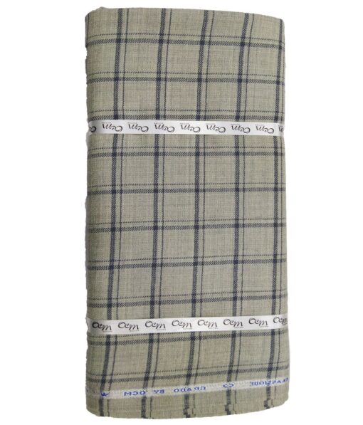 OCM Light Grey Checks 100% Pure Merino Wool Thick Tweed Jacketing & Blazer Fabric (Unstitched - 2 Mtr)
