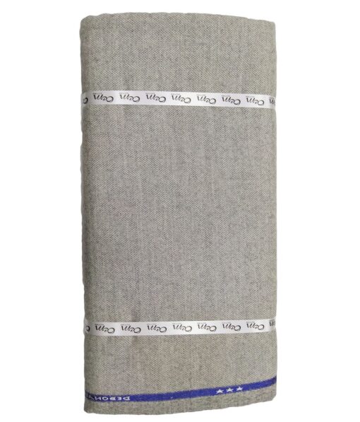 OCM Light Grey Structured 100% Pure Merino Wool Tweed Jacketing & Blazer Fabric (Unstitched - 2 Mtr)