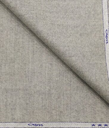 OCM Light Grey Structured 100% Pure Merino Wool Tweed Jacketing & Blazer Fabric (Unstitched - 2 Mtr)