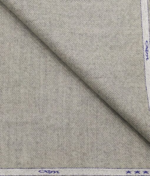 OCM Light Grey Structured 100% Pure Merino Wool Tweed Jacketing & Blazer Fabric (Unstitched - 2 Mtr)