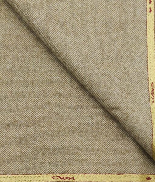 OCM Beige Structured 100% Pure Merino Wool Tweed Jacketing & Blazer Fabric (Unstitched - 2 Mtr)