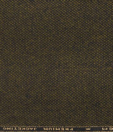 OCM Greenish Brown Structured 100% Pure Merino Wool Tweed Jacketing & Blazer Fabric (Unstitched - 2 Mtr)