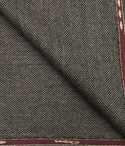 OCM Medium Brown Herringbone 100% Pure Merino Wool Very Thick Tweed Jacketing & Blazer Fabric (Unstitched - 2 Mtr)