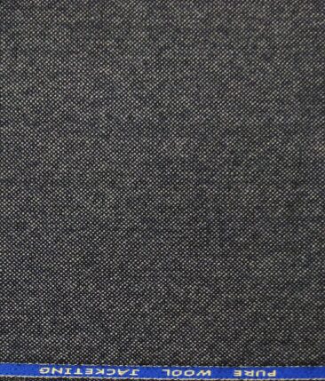 OCM Dark Grey Structured 100% Pure Merino Wool Tweed Jacketing & Blazer Fabric (Unstitched - 2 Mtr)