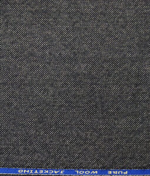 OCM Dark Grey Structured 100% Pure Merino Wool Tweed Jacketing & Blazer Fabric (Unstitched - 2 Mtr)
